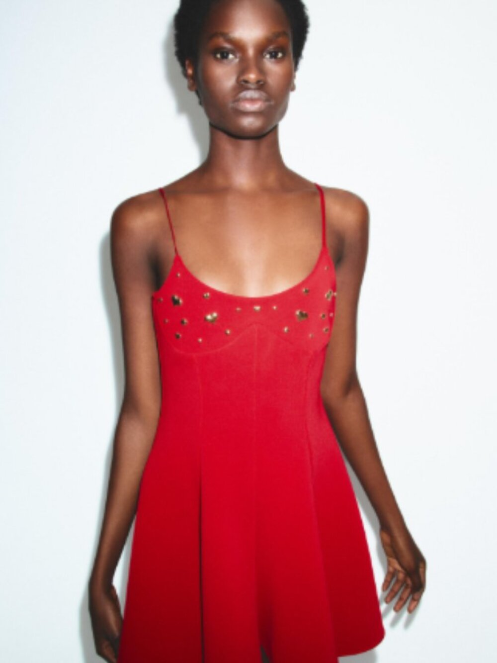Zara Red Mini Dress Sculpt Fabric Hearts Bodycon Skater Party Club Medium NWT